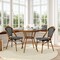 Flash Furniture Bordeaux French Bistro 31.5in. Table, Black and White PE Rattan, Glass Top w/2 Stack Chairs SDA-AD641012-80-2001-BKWH-NAT-GG - alternate 1